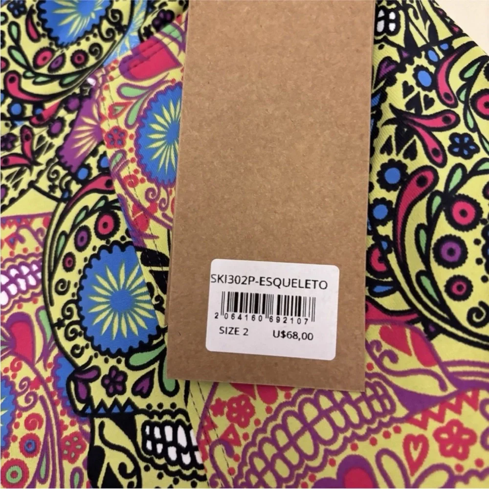 DonaJo Womens 2 Medium Sugar Skull Tennis Athletic Skort Skirt Built in Shorts - Picture 2 of 9